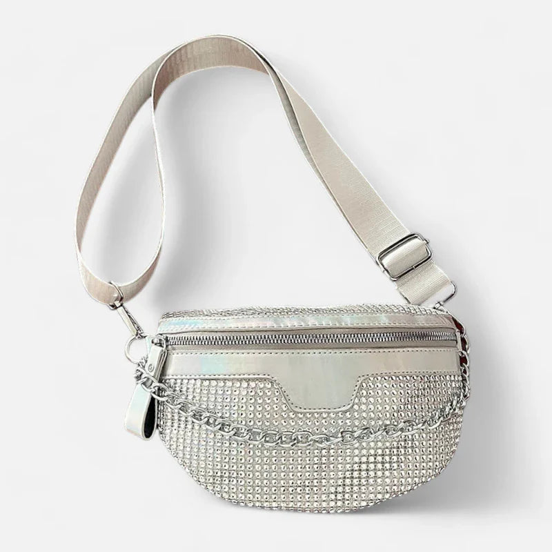 Sac banane en simili cuir à bandoulière et strass tendance