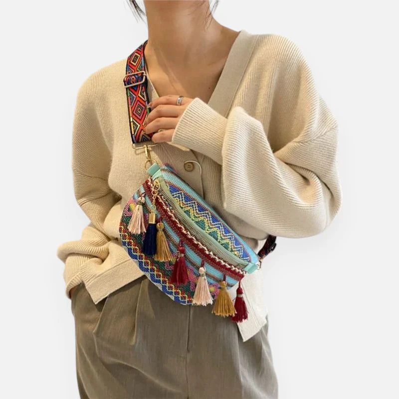 Sac banane tissu à pompon