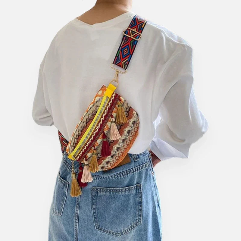 Sac banane tissu à pompon