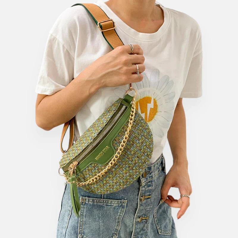 Sac banane en simili cuir à bandoulière avec chaîne doré