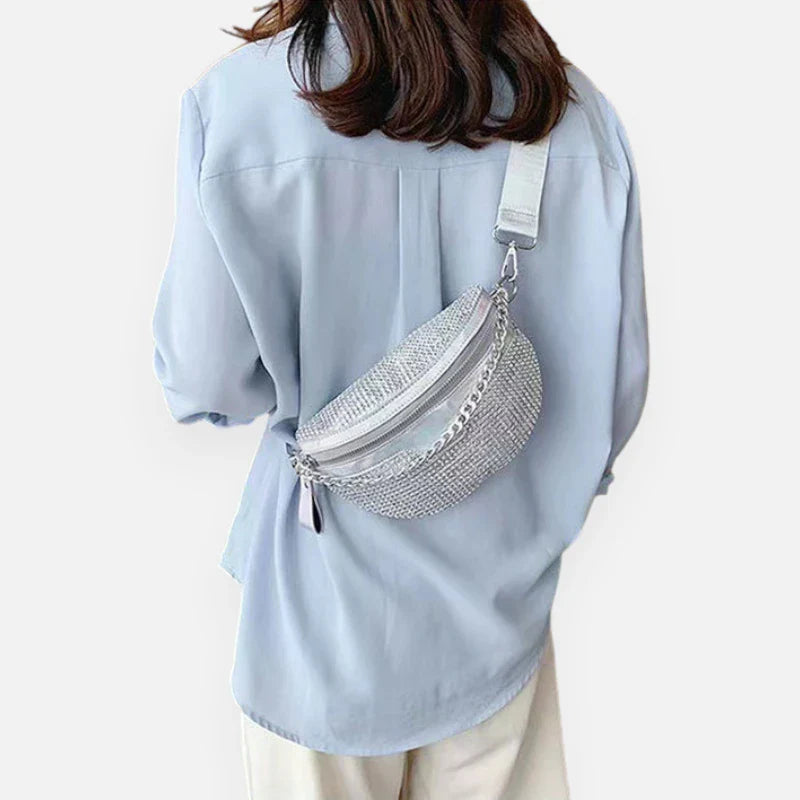 Sac banane en simili cuir à bandoulière et strass tendance