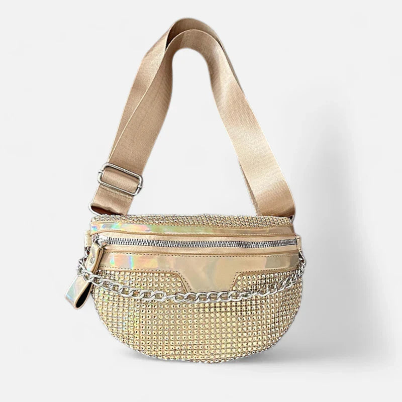Sac banane en simili cuir à bandoulière et strass tendance