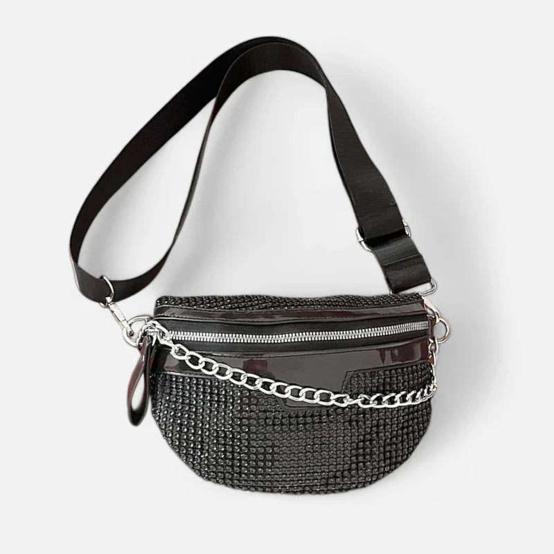Sac banane en simili cuir à bandoulière et strass tendance