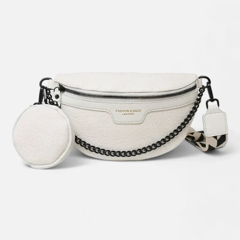 Sac banane en simili cuir à motif floral avec bandoulière et porte-monnaie