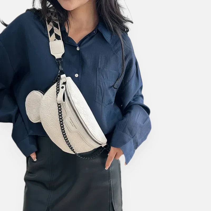 Sac banane en simili cuir à motif floral avec bandoulière et porte-monnaie