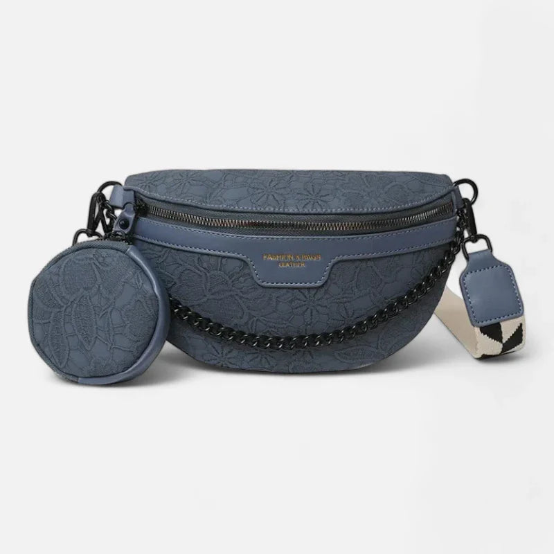 Sac banane en simili cuir à motif floral avec bandoulière et porte-monnaie