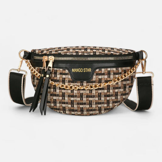 Sac banane en simili cuir à bandoulière avec chaîne doré