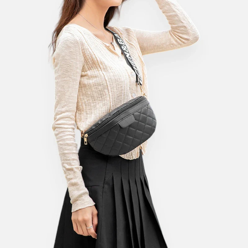 Sac banane en simili cuir matelassé à bandoulière