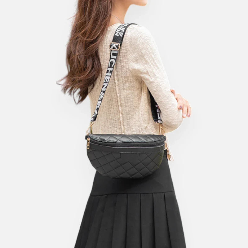 Sac banane en simili cuir matelassé à bandoulière