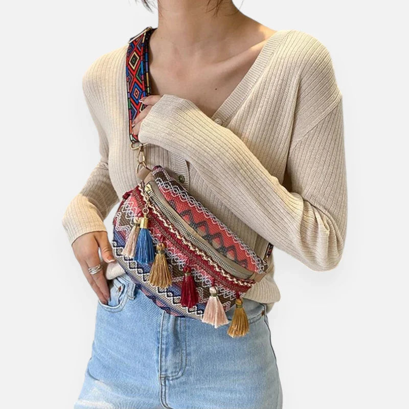Sac banane tissu à pompon