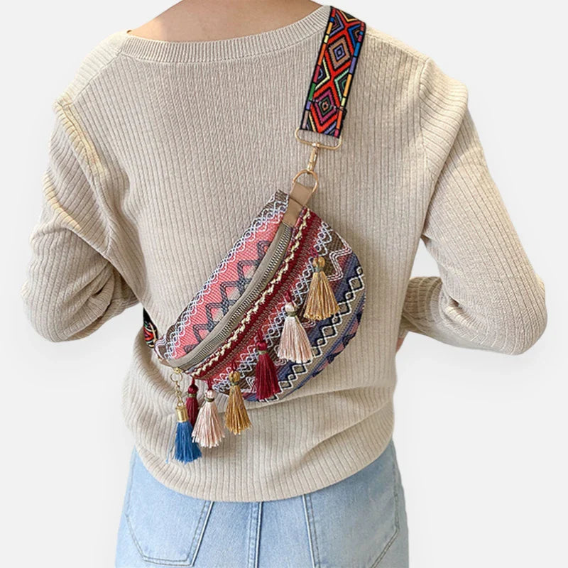Sac banane tissu à pompon