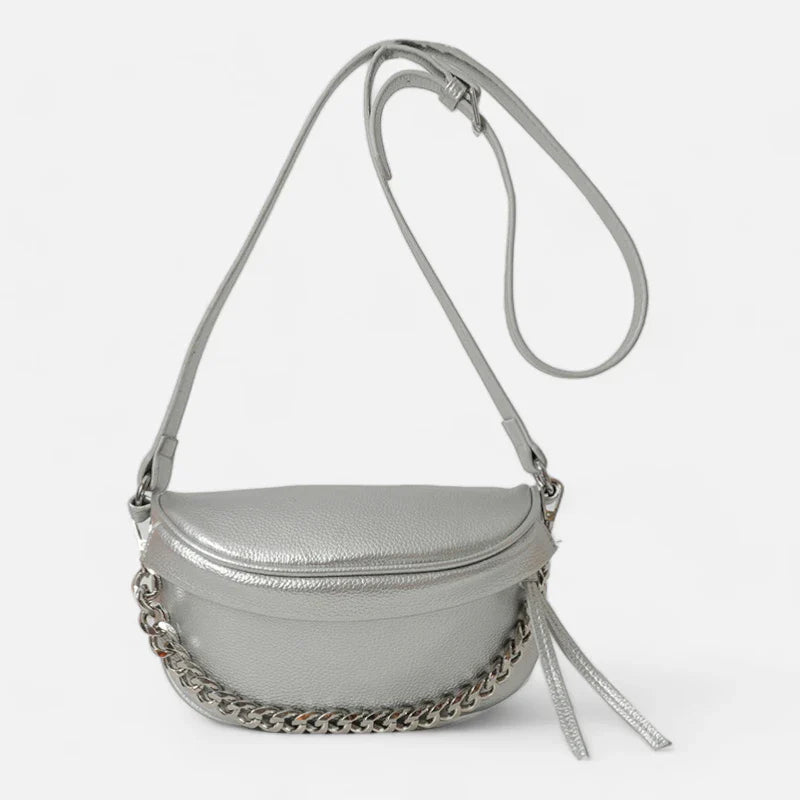 Sac banane en simili cuir métallisé à bandoulière