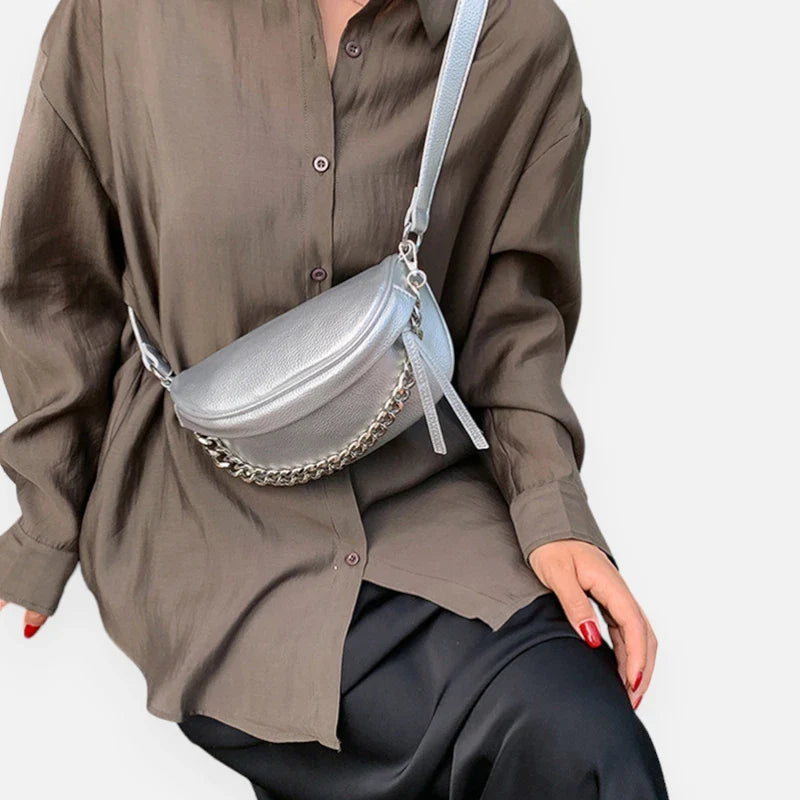 Sac banane en simili cuir métallisé à bandoulière