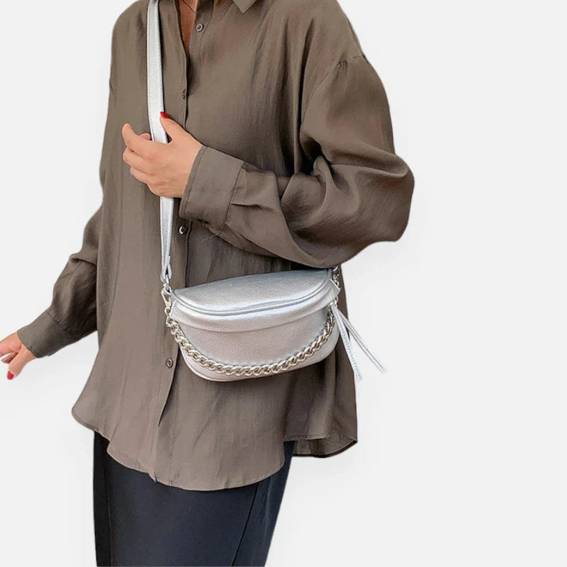 Sac banane en simili cuir métallisé à bandoulière