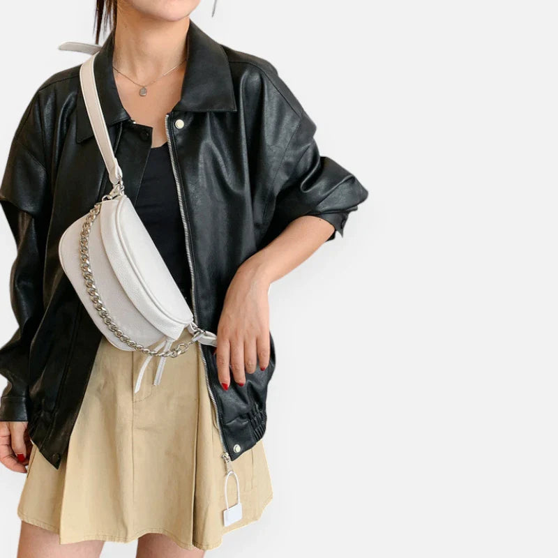 Sac banane en simili cuir métallisé à bandoulière