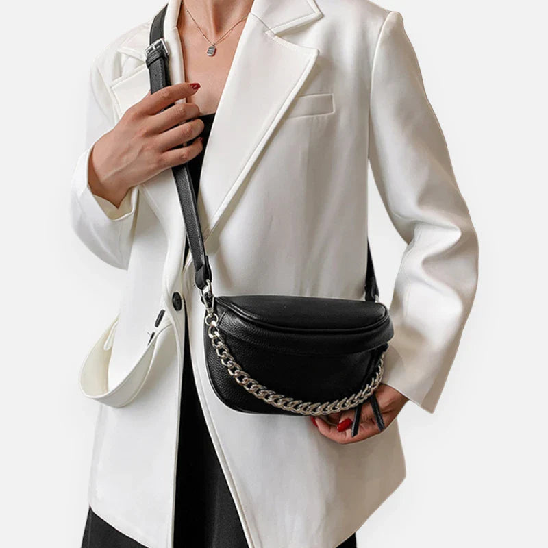 Sac banane en simili cuir métallisé à bandoulière